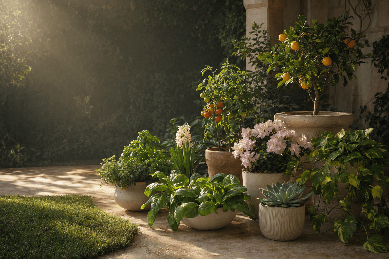 A conservatory collection of fruits, vegetables, flowers, ornamentals, succulents and grass
